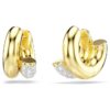 Dextera Hoop Earrings Round Cut, Mini, White, Gold-Tone Plated Dextera Hoop Earrings Round Cut, Mini, White, Gold-Tone Plated