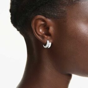 Dextera Hoop Earrings Round Cut, Mini, White, Rhodium Plated Dextera Hoop Earrings Round Cut, Mini, White, Rhodium Plated