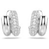 Dextera Hoop Earrings Round Cut, Mini, White, Rhodium Plated Dextera Hoop Earrings Round Cut, Mini, White, Rhodium Plated