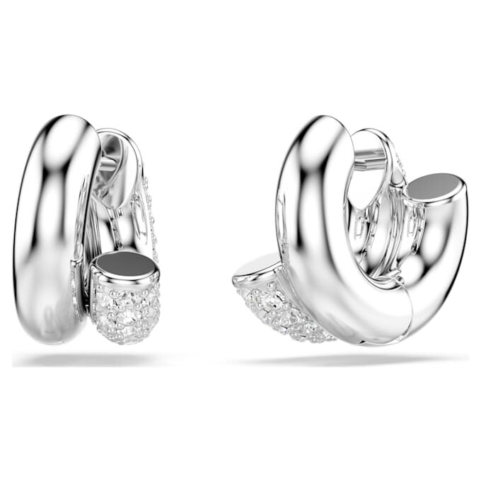 Dextera Hoop Earrings Round Cut, Mini, White, Rhodium Plated Dextera Hoop Earrings Round Cut, Mini, White, Rhodium Plated