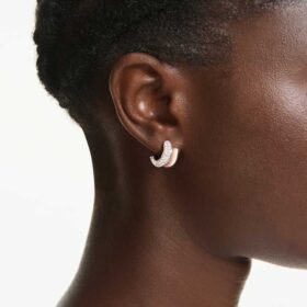 Dextera Hoop Earrings Round Cut, Mini, White, Rose Gold-Tone Plated Dextera Hoop Earrings Round Cut, Mini, White, Rose Gold-Tone Plated