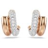 Dextera Hoop Earrings Round Cut, Mini, White, Rose Gold-Tone Plated Dextera Hoop Earrings Round Cut, Mini, White, Rose Gold-Tone Plated