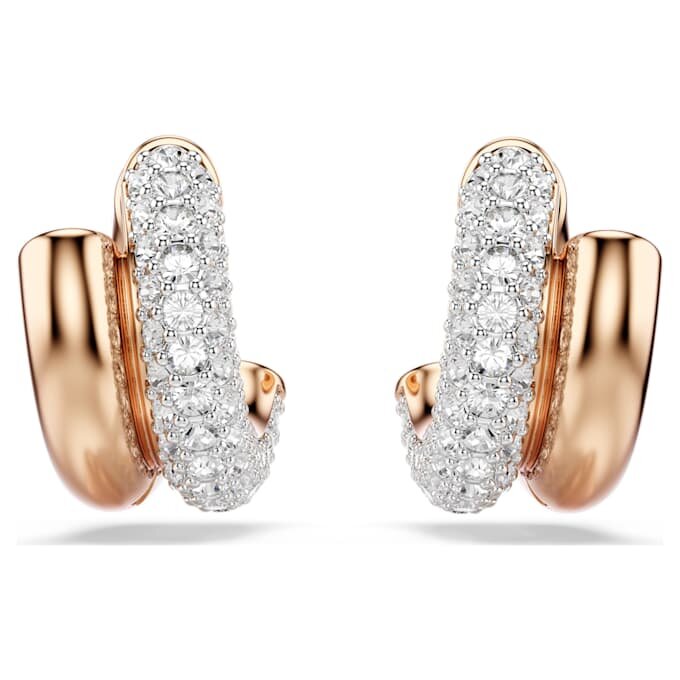 Dextera Hoop Earrings Round Cut, Mini, White, Rose Gold-Tone Plated Dextera Hoop Earrings Round Cut, Mini, White, Rose Gold-Tone Plated