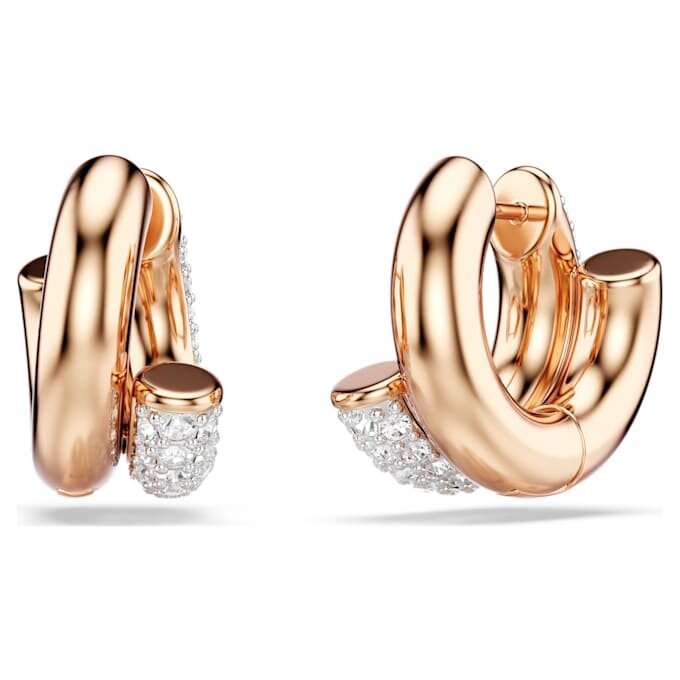 Dextera Hoop Earrings Round Cut, Mini, White, Rose Gold-Tone Plated Dextera Hoop Earrings Round Cut, Mini, White, Rose Gold-Tone Plated
