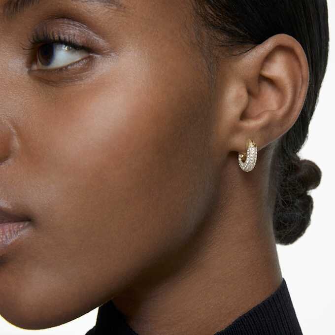 Dextera Hoop Earrings Small, White, Gold-Tone Plated Dextera Hoop Earrings Small, White, Gold-Tone Plated
