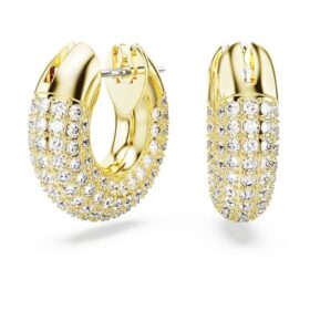 Dextera Hoop Earrings Small, White, Gold-Tone Plated Dextera Hoop Earrings Small, White, Gold-Tone Plated