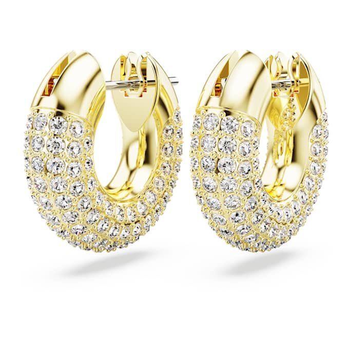Dextera Hoop Earrings Small, White, Gold-Tone Plated Dextera Hoop Earrings Small, White, Gold-Tone Plated