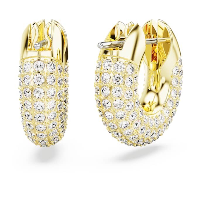 Dextera Hoop Earrings Small, White, Gold-Tone Plated Dextera Hoop Earrings Small, White, Gold-Tone Plated