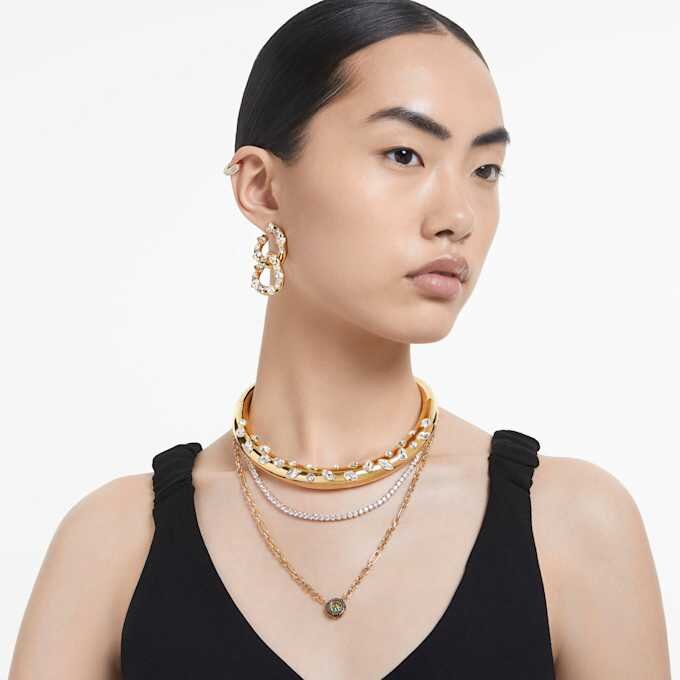 Dextera Hoop Earrings Small, White, Gold-Tone Plated Dextera Hoop Earrings Small, White, Gold-Tone Plated