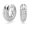 Dextera Hoop Earrings Small, White, Rhodium Plated