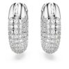 Dextera Hoop Earrings Small, White, Rhodium Plated