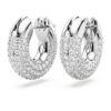 Dextera Hoop Earrings Small, White, Rhodium Plated