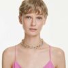 Dextera Necklace Round Cut, Chain, White, Mixed Metal Finish Dextera Necklace Round Cut, Chain, White, Mixed Metal Finish