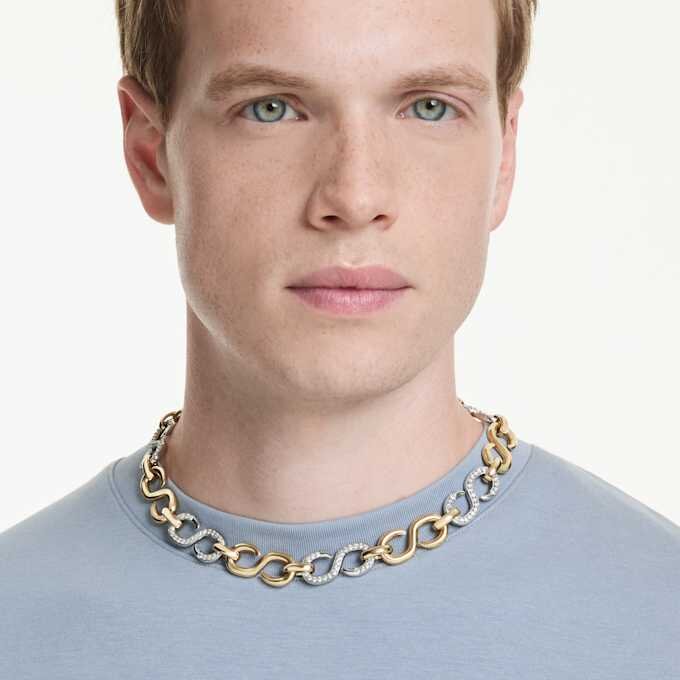 Dextera Necklace Round Cut, Chain, White, Mixed Metal Finish Dextera Necklace Round Cut, Chain, White, Mixed Metal Finish