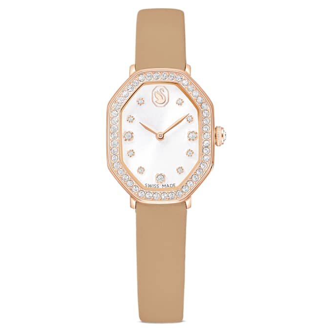 Dextera Octagon Watch Swiss Made, Leather Strap, Brown, Rose Gold-Tone Finish Dextera Octagon Watch Swiss Made, Leather Strap, Brown, Rose Gold-Tone Finish