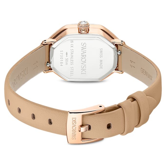 Dextera Octagon Watch Swiss Made, Leather Strap, Brown, Rose Gold-Tone Finish Dextera Octagon Watch Swiss Made, Leather Strap, Brown, Rose Gold-Tone Finish