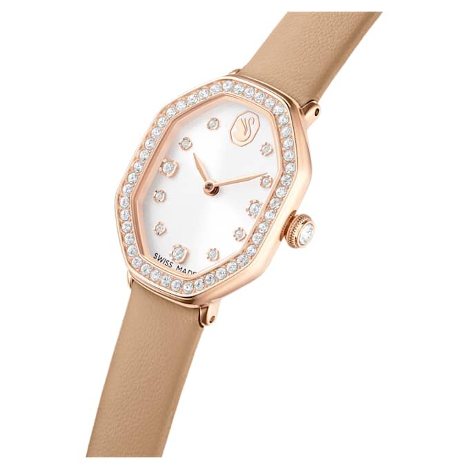Dextera Octagon Watch Swiss Made, Leather Strap, Brown, Rose Gold-Tone Finish Dextera Octagon Watch Swiss Made, Leather Strap, Brown, Rose Gold-Tone Finish