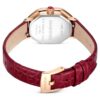 Dextera Octagon Watch Swiss Made, Leather Strap, Red, Rose Gold-Tone Finish