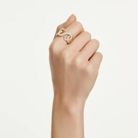 Dextera Open Ring Round Cut, White, Gold-Tone Plated