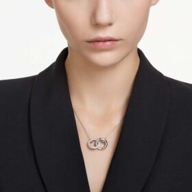 Dextera Pendant Interlocking Loop, White, Rhodium Plated