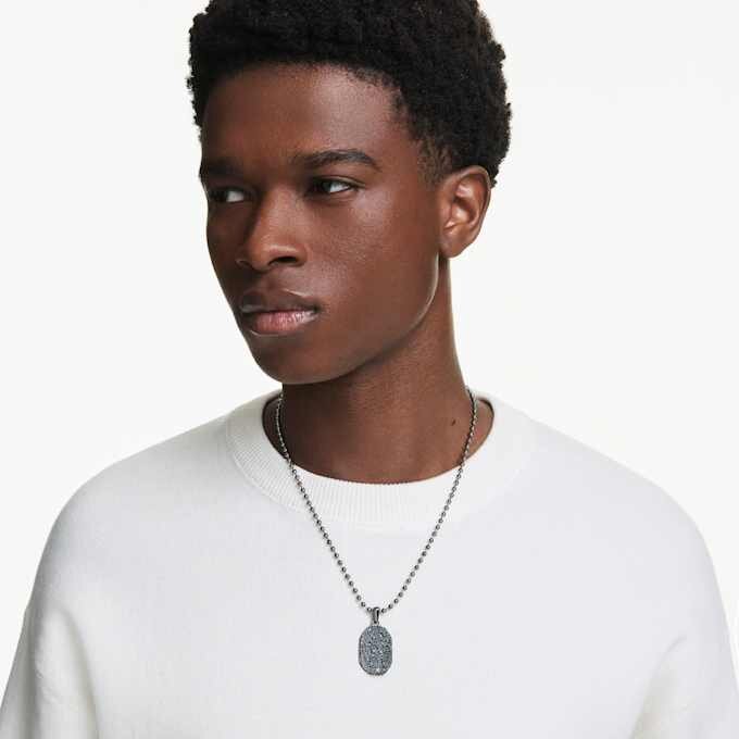 Dextera Pendant Octagon Shape, Round Cut, Black, Ruthenium Plated Dextera Pendant Octagon Shape, Round Cut, Black, Ruthenium Plated
