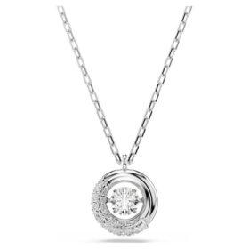 Dextera Pendant Round Cut, White, Rhodium Plated
