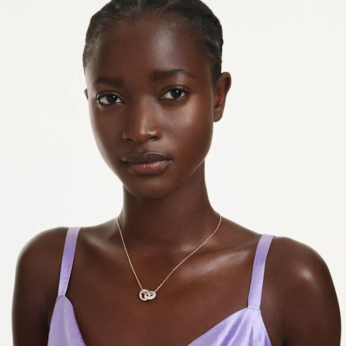 Dextera Pendant Round Cut, White, Rose Gold-Tone Plated Dextera Pendant Round Cut, White, Rose Gold-Tone Plated