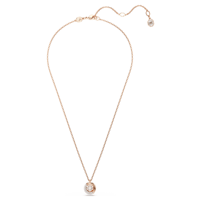 Dextera Pendant Round Cut, White, Rose Gold-Tone Plated Dextera Pendant Round Cut, White, Rose Gold-Tone Plated