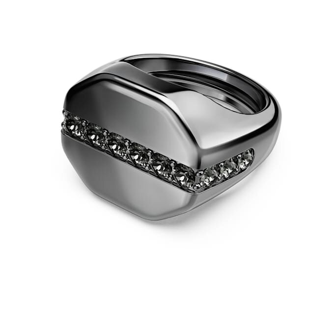 Dextera Ring Octagon Shape, Round Cut, Black, Ruthenium Plated Dextera Ring Octagon Shape, Round Cut, Black, Ruthenium Plated