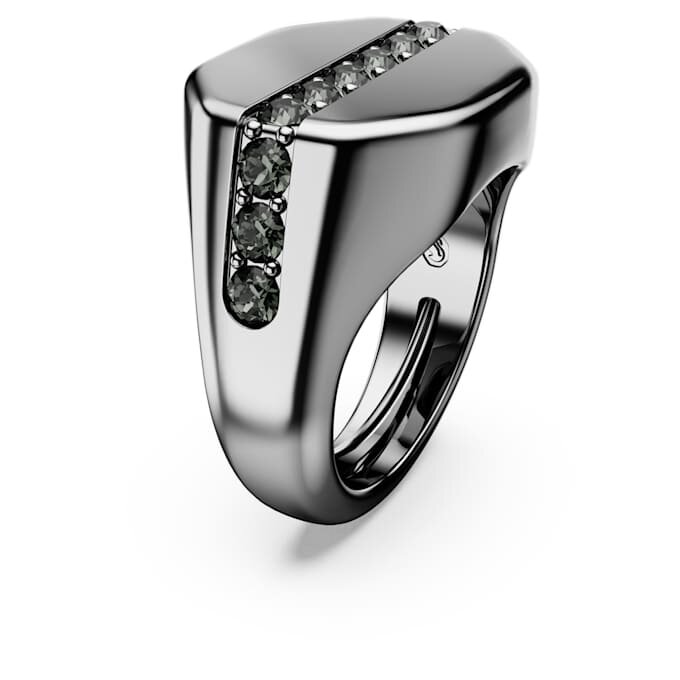 Dextera Ring Octagon Shape, Round Cut, Black, Ruthenium Plated Dextera Ring Octagon Shape, Round Cut, Black, Ruthenium Plated