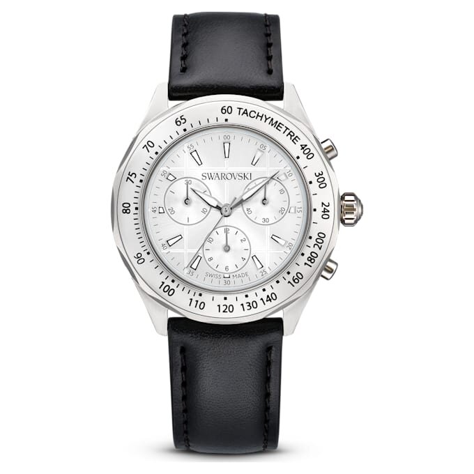 Dextera Tachymetre Watch Swiss Made, Leather Strap, Silver Tone, Stainless Steel Dextera Tachymetre Watch Swiss Made, Leather Strap, Silver Tone, Stainless Steel