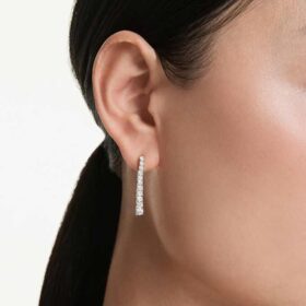 Eternity Drop Earrings Lab-Grown Diamonds 1.3 Ct Tw, Round Shape, 14K White Gold