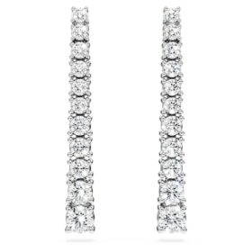 Eternity Drop Earrings Lab-Grown Diamonds 1.3 Ct Tw, Round Shape, 14K White Gold