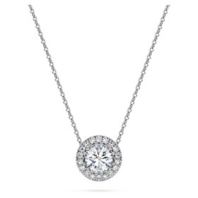 Eternity Halo Solitaire Pendant Lab-Grown Diamonds 0.59 Ct Tw, Round Shape, 14K White Gold Eternity Halo Solitaire Pendant Lab-Grown Diamonds 0.59 Ct Tw, Round Shape, 14K White Gold