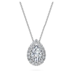 Eternity Halo Solitaire Pendant Lab-Grown Diamonds 1 Ct Tw, Pear Shape, 14K White Gold Eternity Halo Solitaire Pendant Lab-Grown Diamonds 1 Ct Tw, Pear Shape, 14K White Gold
