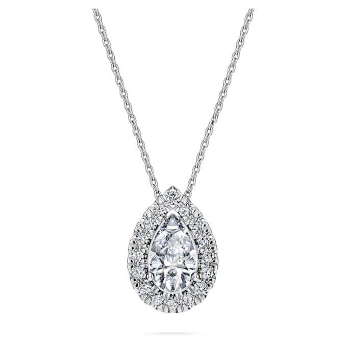 Eternity Halo Solitaire Pendant Lab-Grown Diamonds 1 Ct Tw, Pear Shape, 14K White Gold Eternity Halo Solitaire Pendant Lab-Grown Diamonds 1 Ct Tw, Pear Shape, 14K White Gold