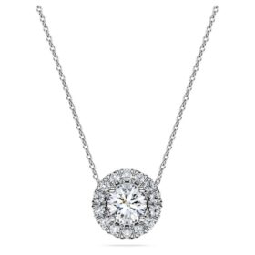 Eternity Halo Solitaire Pendant Lab-Grown Diamonds 1 Ct Tw, Round Shape, 14K White Gold Eternity Halo Solitaire Pendant Lab-Grown Diamonds 1 Ct Tw, Round Shape, 14K White Gold