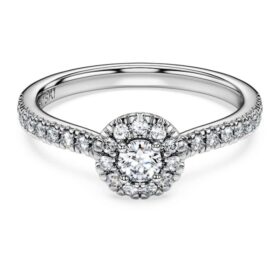 Eternity Halo Solitaire Ring Lab-Grown Diamonds 0.45 Ct Tw, Round Shape, Sterling Silver