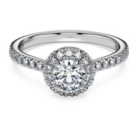 Eternity Halo Solitaire Ring Lab-Grown Diamonds 0.8 Ct Tw, Round Shape, 14K White Gold