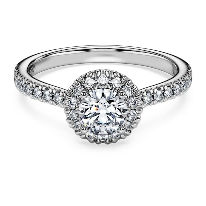 Eternity Halo Solitaire Ring Lab-Grown Diamonds 0.8 Ct Tw, Round Shape, 14K White Gold Eternity Halo Solitaire Ring Lab-Grown Diamonds 0.8 Ct Tw, Round Shape, 14K White Gold