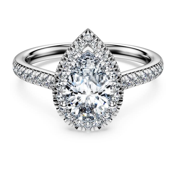 Eternity Halo Solitaire Ring Lab-Grown Diamonds 1.3 Ct Tw, Pear Shape, 14K White Gold Eternity Halo Solitaire Ring Lab-Grown Diamonds 1.3 Ct Tw, Pear Shape, 14K White Gold