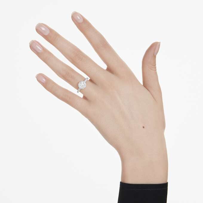 Eternity Halo Solitaire Ring Lab-Grown Diamonds 1.33 Ct Tw, Round Shape, 14K White Gold Eternity Halo Solitaire Ring Lab-Grown Diamonds 1.33 Ct Tw, Round Shape, 14K White Gold
