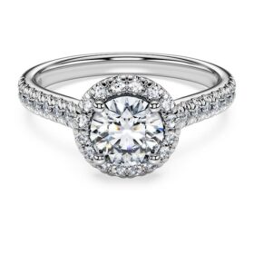 Eternity Halo Solitaire Ring Lab-Grown Diamonds 1.33 Ct Tw, Round Shape, 14K White Gold