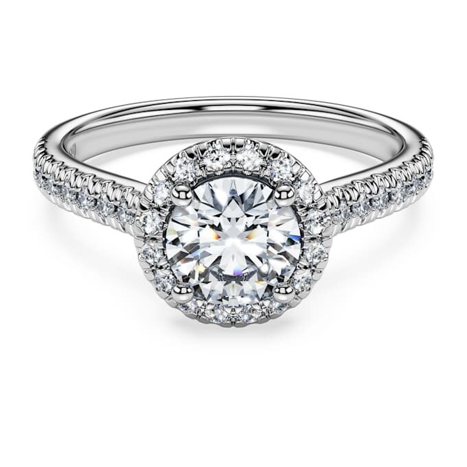Eternity Halo Solitaire Ring Lab-Grown Diamonds 1.33 Ct Tw, Round Shape, 14K White Gold Eternity Halo Solitaire Ring Lab-Grown Diamonds 1.33 Ct Tw, Round Shape, 14K White Gold