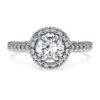 Eternity Halo Solitaire Ring Lab-Grown Diamonds 1.33 Ct Tw, Round Shape, 14K White Gold Eternity Halo Solitaire Ring Lab-Grown Diamonds 1.33 Ct Tw, Round Shape, 14K White Gold