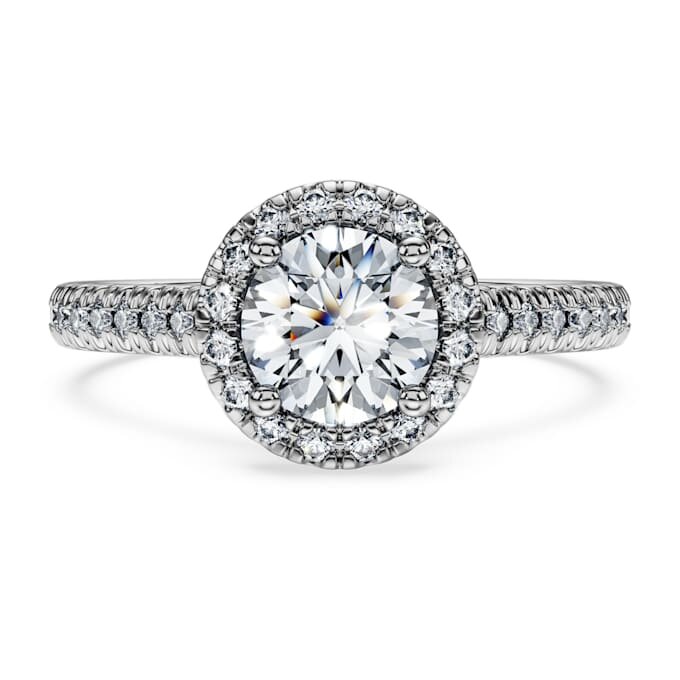 Eternity Halo Solitaire Ring Lab-Grown Diamonds 1.33 Ct Tw, Round Shape, 14K White Gold Eternity Halo Solitaire Ring Lab-Grown Diamonds 1.33 Ct Tw, Round Shape, 14K White Gold