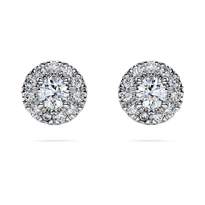 Eternity Halo Stud Earrings Lab-Grown Diamonds 0.45 Ct Tw, Round Shape, Sterling Silver Eternity Halo Stud Earrings Lab-Grown Diamonds 0.45 Ct Tw, Round Shape, Sterling Silver
