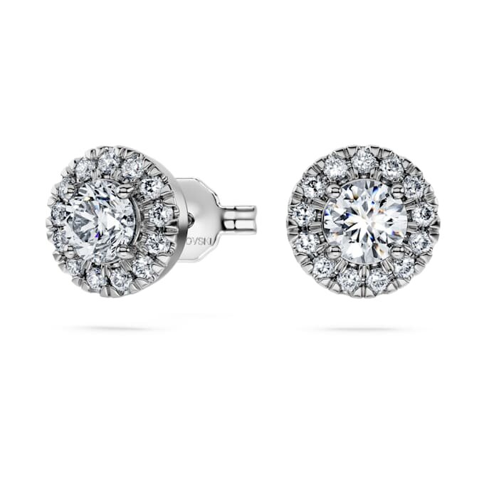 Eternity Halo Stud Earrings Lab-Grown Diamonds 0.75 Ct Tw, Round Shape, 14K White Gold Eternity Halo Stud Earrings Lab-Grown Diamonds 0.75 Ct Tw, Round Shape, 14K White Gold