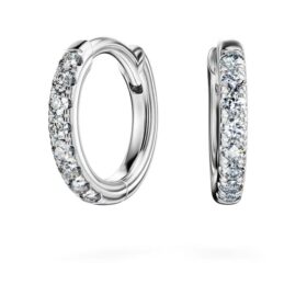 Eternity Hoop Earrings Lab-Grown Diamonds 0.1 Ct Tw, Round Shape, Small, 14K White Gold