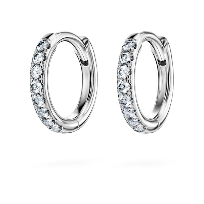 Eternity Hoop Earrings Lab-Grown Diamonds 0.1 Ct Tw, Round Shape, Small, 14K White Gold Eternity Hoop Earrings Lab-Grown Diamonds 0.1 Ct Tw, Round Shape, Small, 14K White Gold